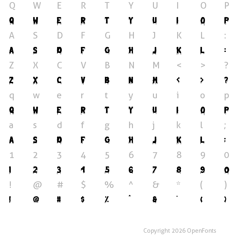Character Map of Melted Monster Regular