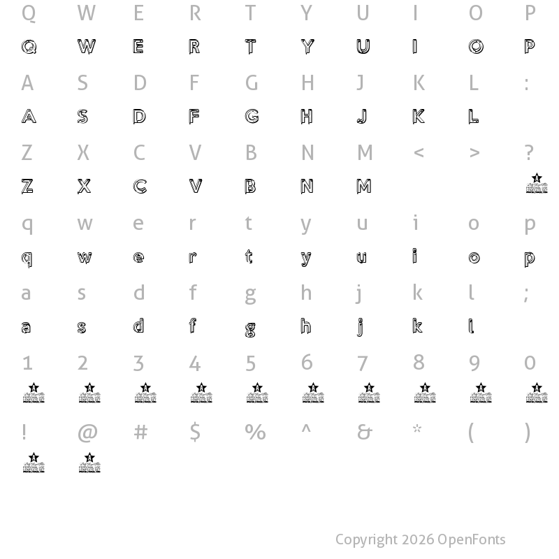 Character Map of MELTED PERSONAL USE Bold