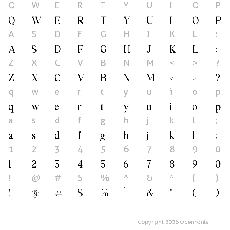 Character Map of Memogram Regular