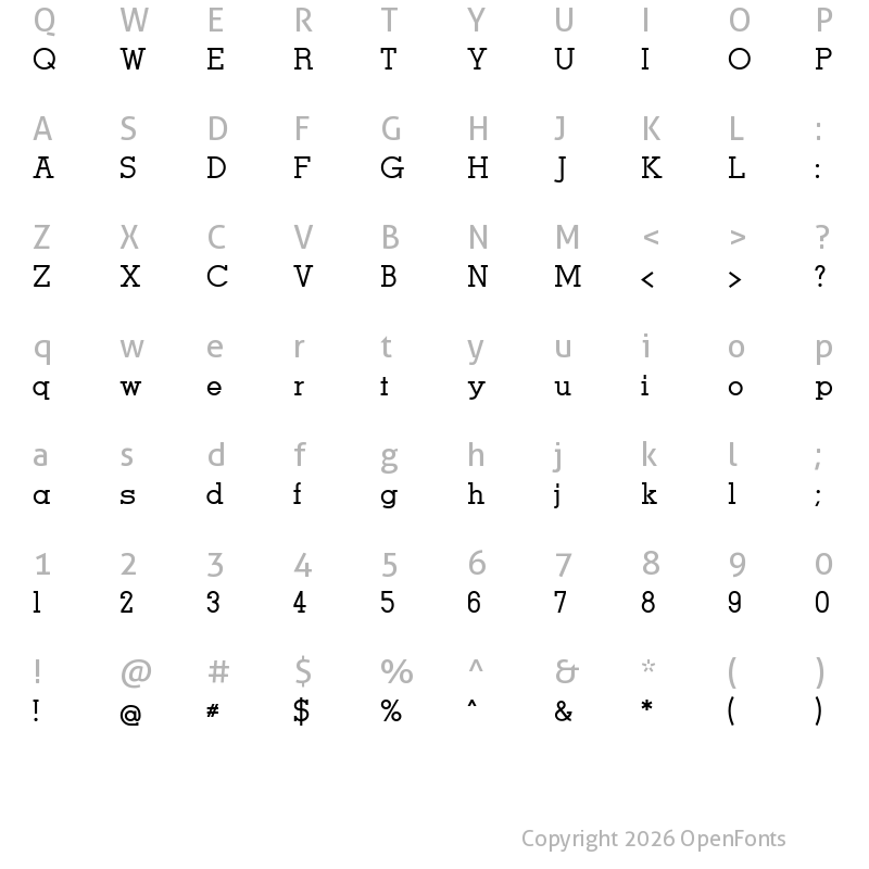 Character Map of Men Nefer Regular
