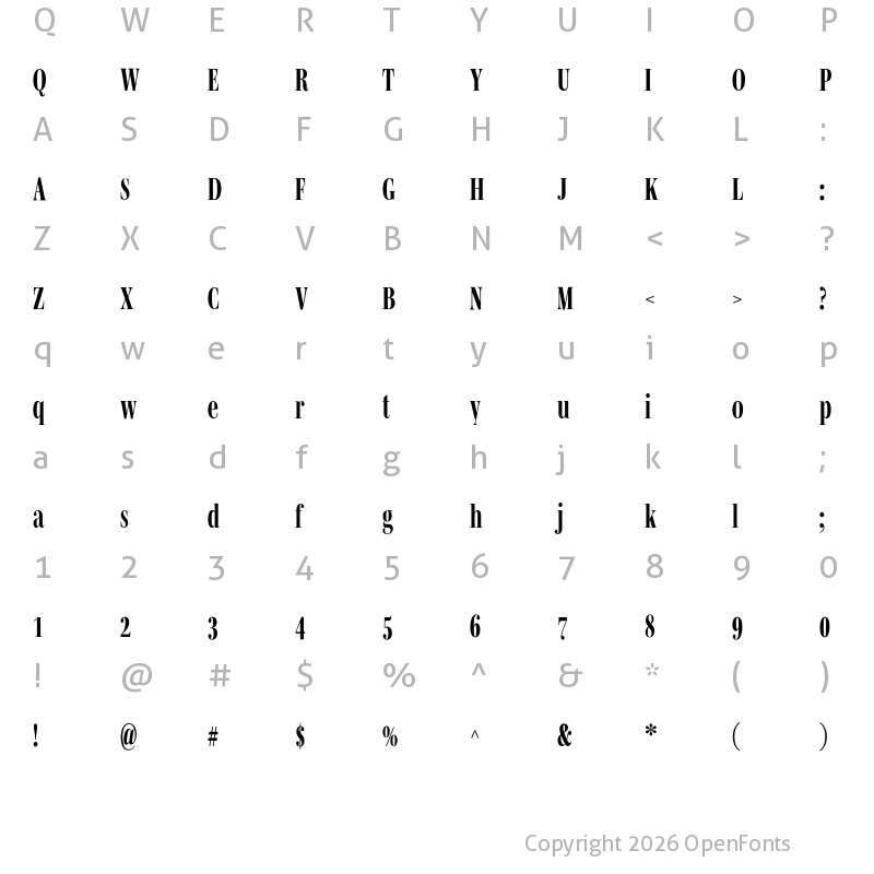 Character Map of Mencken Std Head Compress ExtraBold