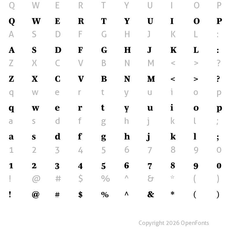 Character Map of Mencken Std Text ExtraBold