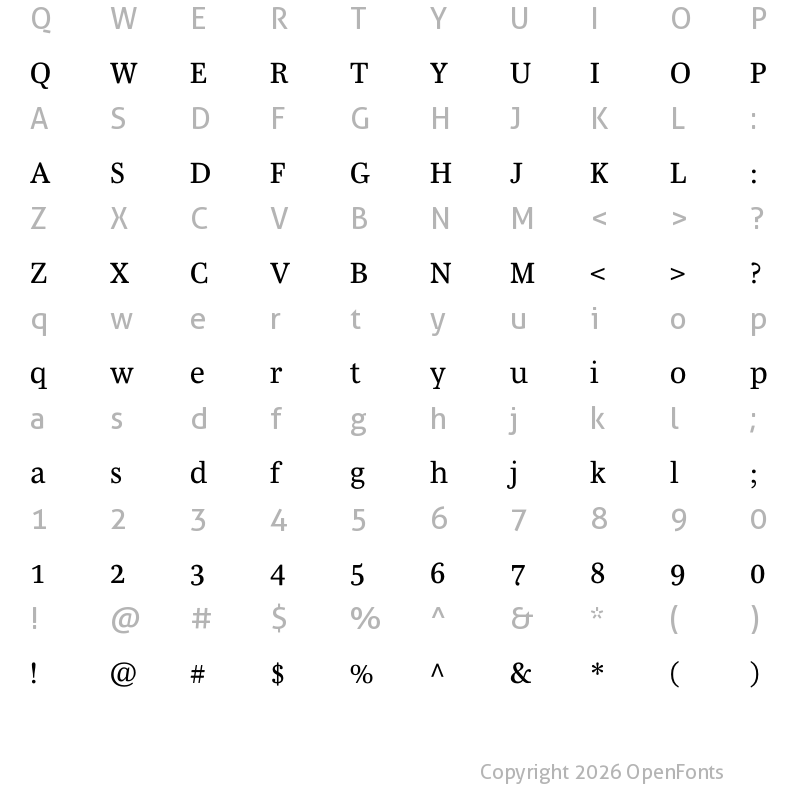 Character Map of Mencken Std Text Regular