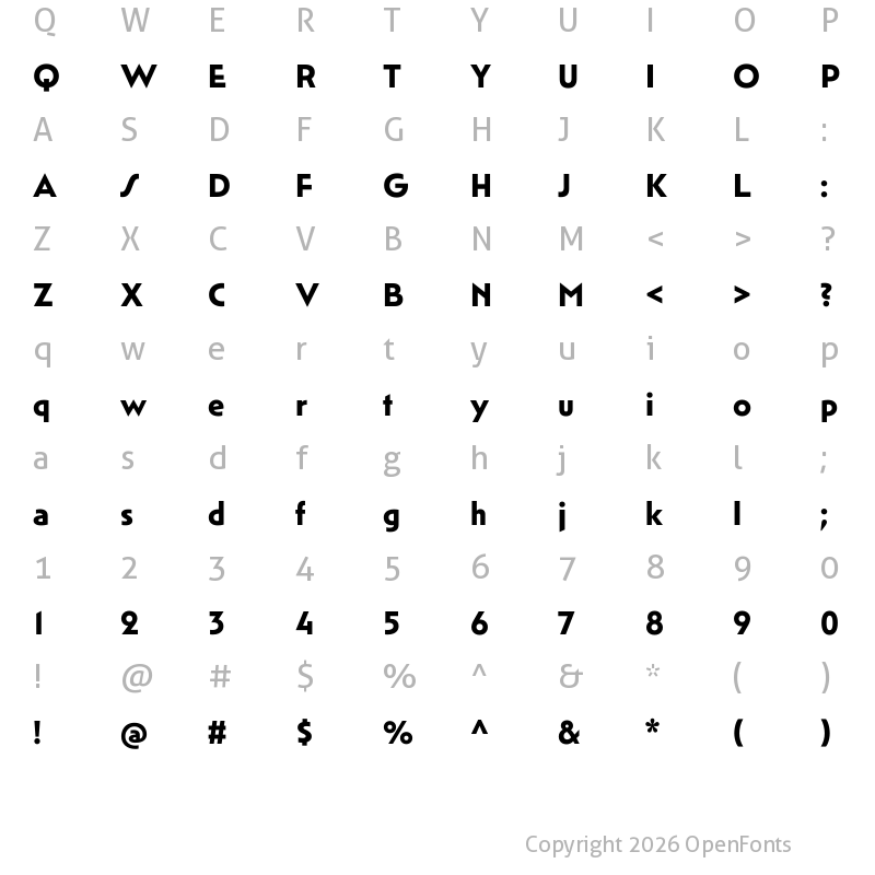 Character Map of Mendl Sans Dawn Bold