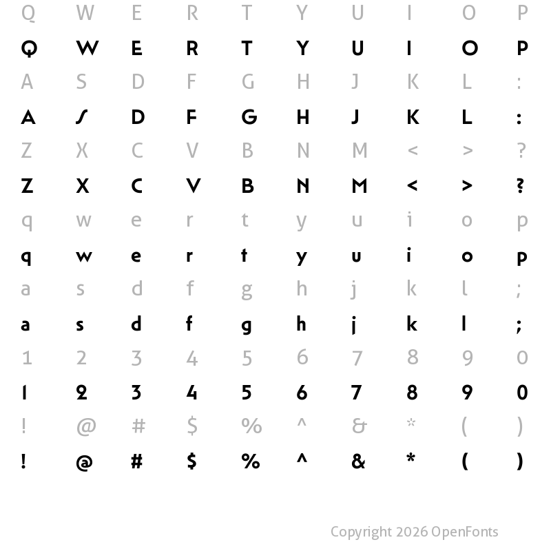 Character Map of Mendl Sans Dawn SemiBold