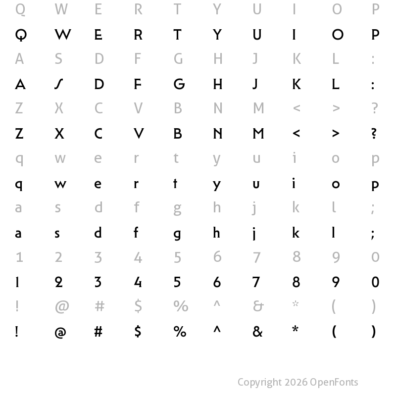 Character Map of Mendl Serif Dawn Medium