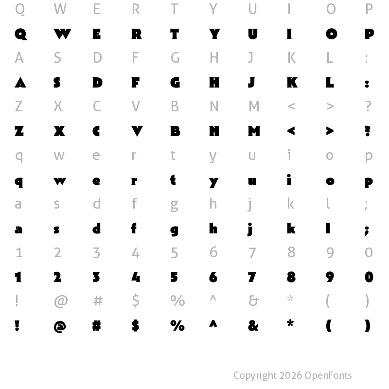 Character Map of Mendl Serif Dusk Black