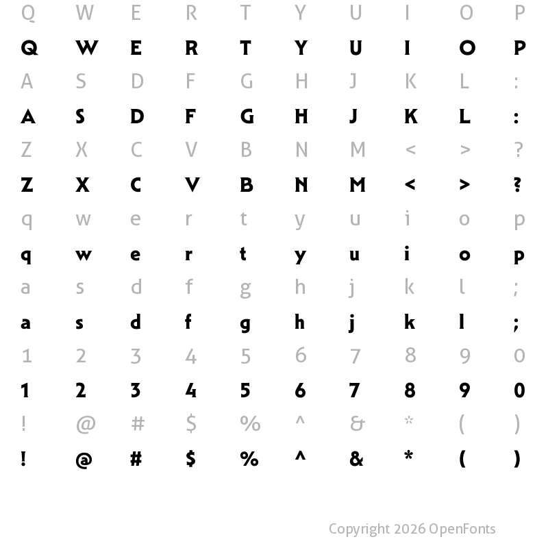 Character Map of Mendl Serif Dusk Bold