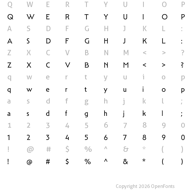 Character Map of Mendl Serif Trial Dusk Regular