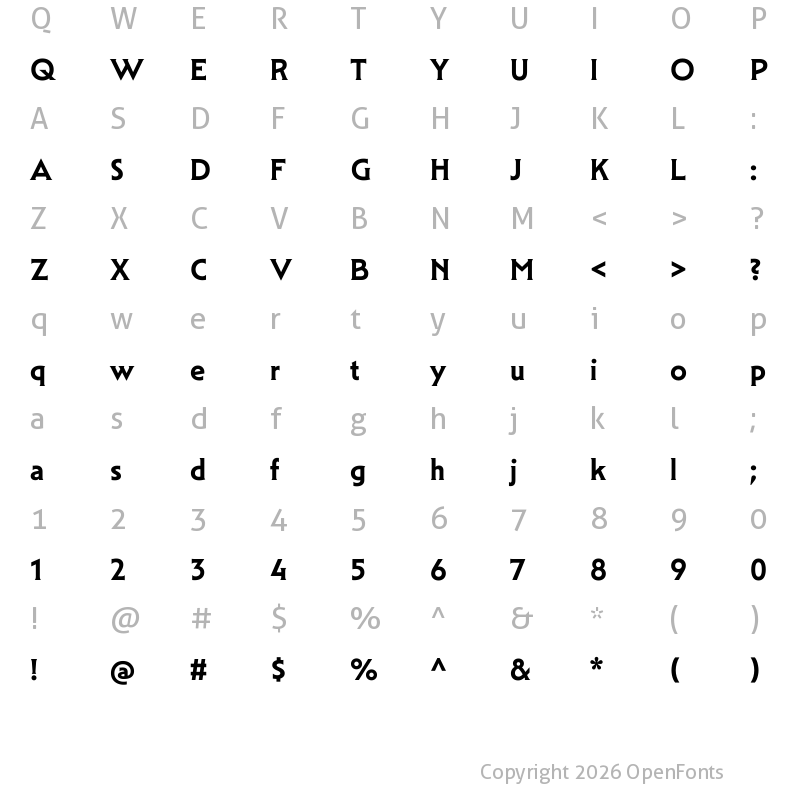 Character Map of Mendl Serif VF Trial Dusk SemiBold