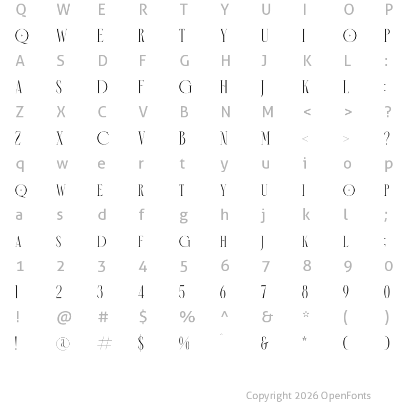 Character Map of Meorgine Regular