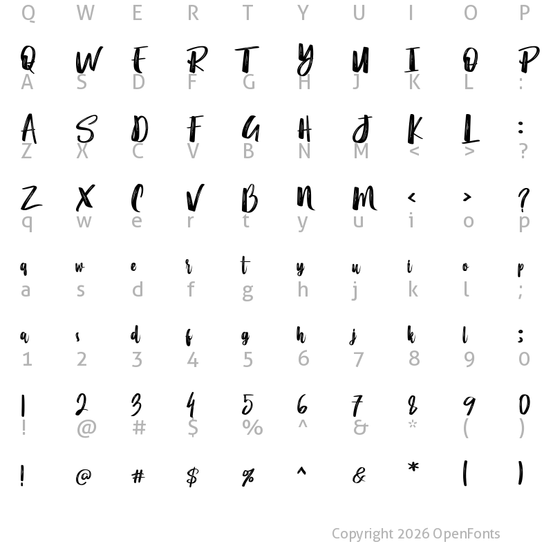 Character Map of Merci Heart Brush Regular