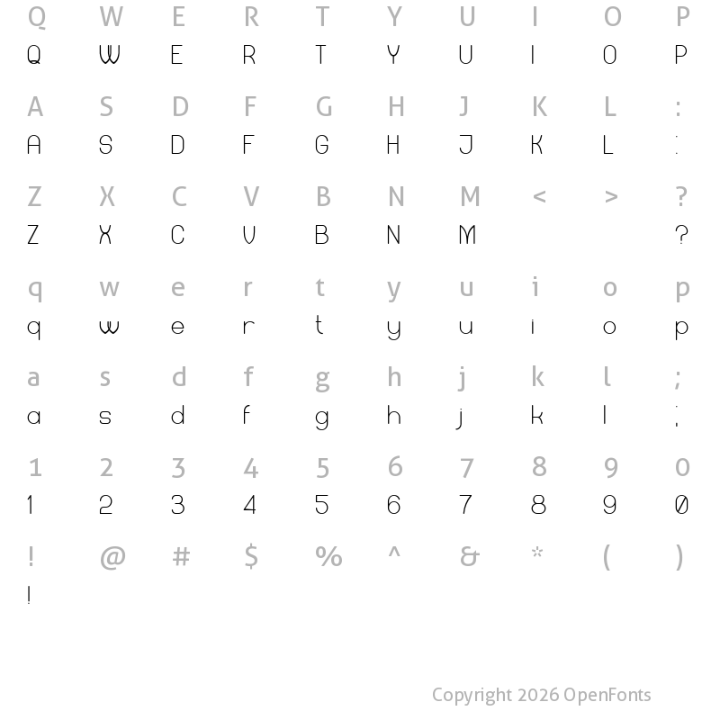 Character Map of Mercy Regular