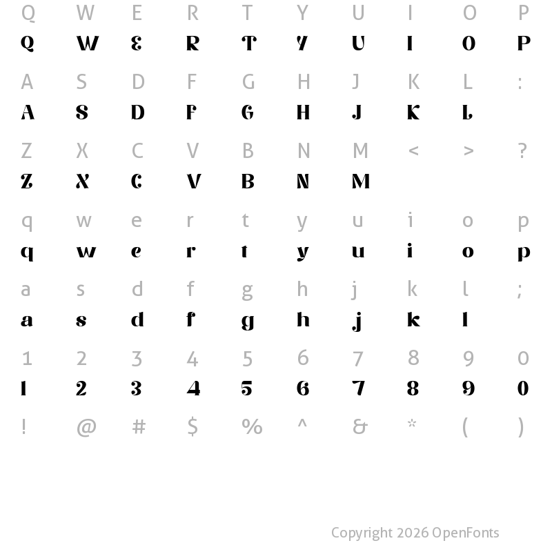 Character Map of Merdian Bold
