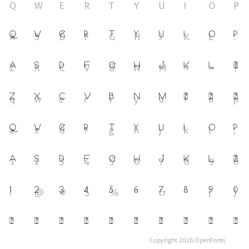 Character Map of Merlina Regular