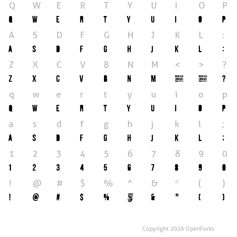 Character Map of Merluza Company Regular