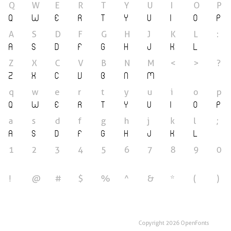 Character Map of Mers Bold Bold