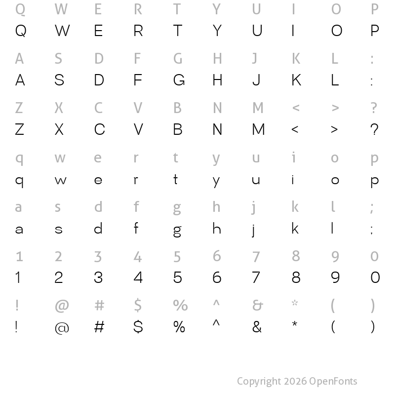 Character Map of Mersad Light