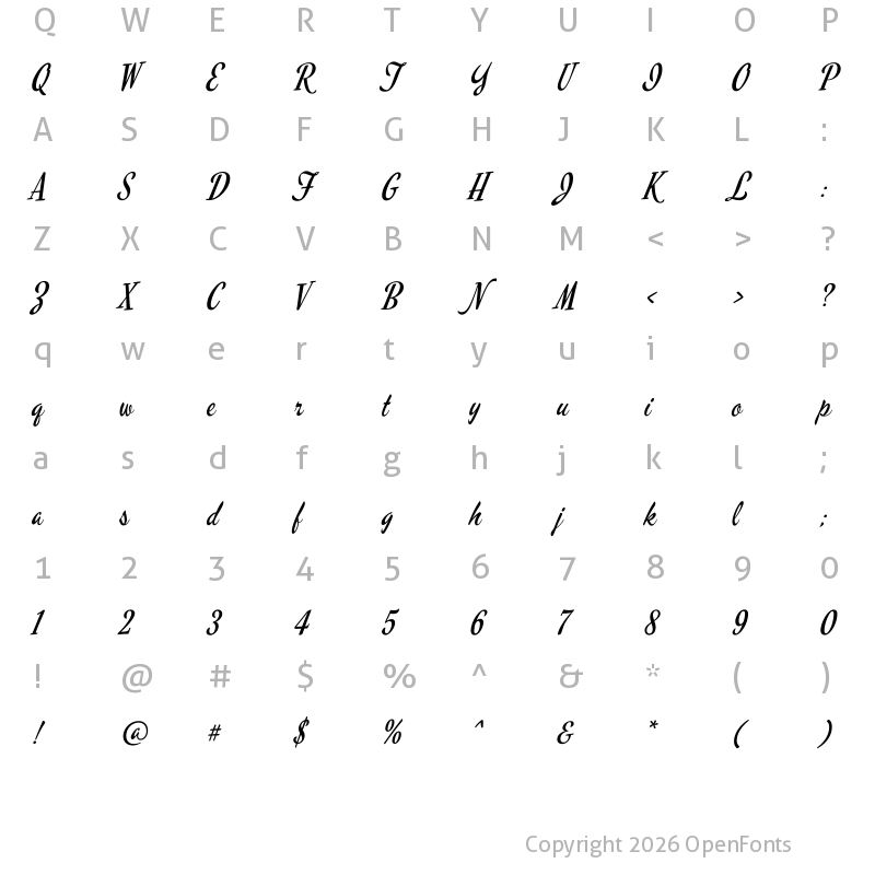 Character Map of Mervale Script Regular