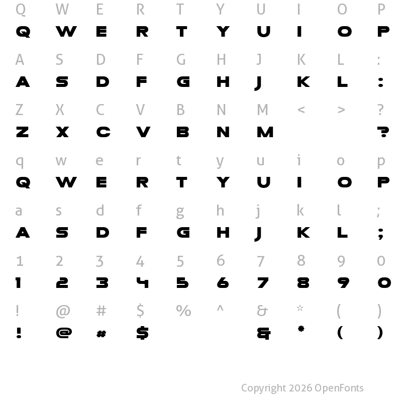 Character Map of Mesa Grande Regular