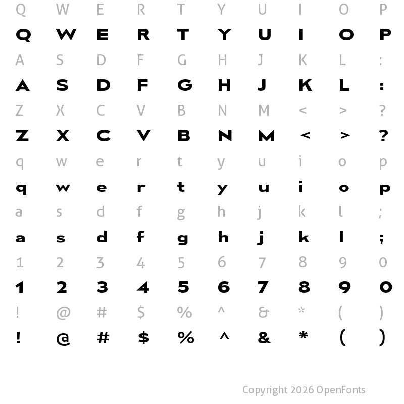 Character Map of Mesmerize Expanded Bold