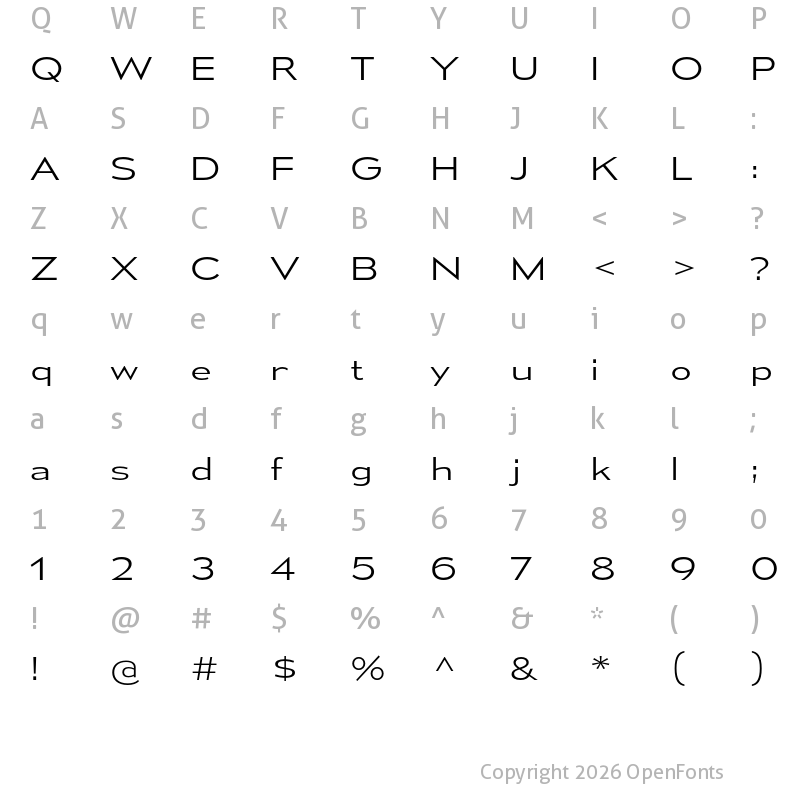Character Map of Mesmerize Expanded Light