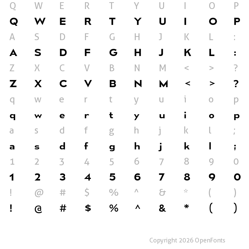 Character Map of Mesmerize SemiExpanded SemiBold