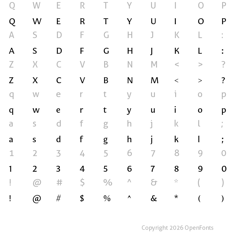 Character Map of Mestiza Sans Regular