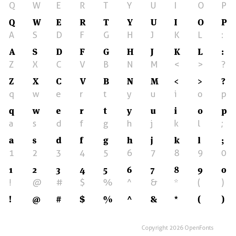 Character Map of Meta Serif W05 ExtraBold