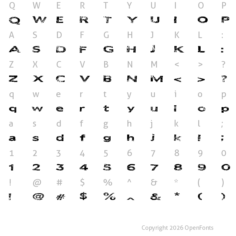 Character Map of MetalCrime Regular