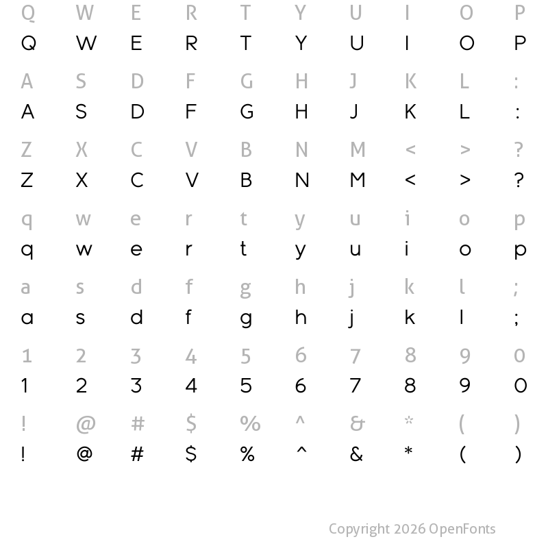 Character Map of Meticula Regular
