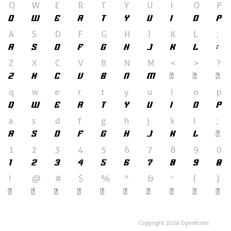 Character Map of Metricas Regular