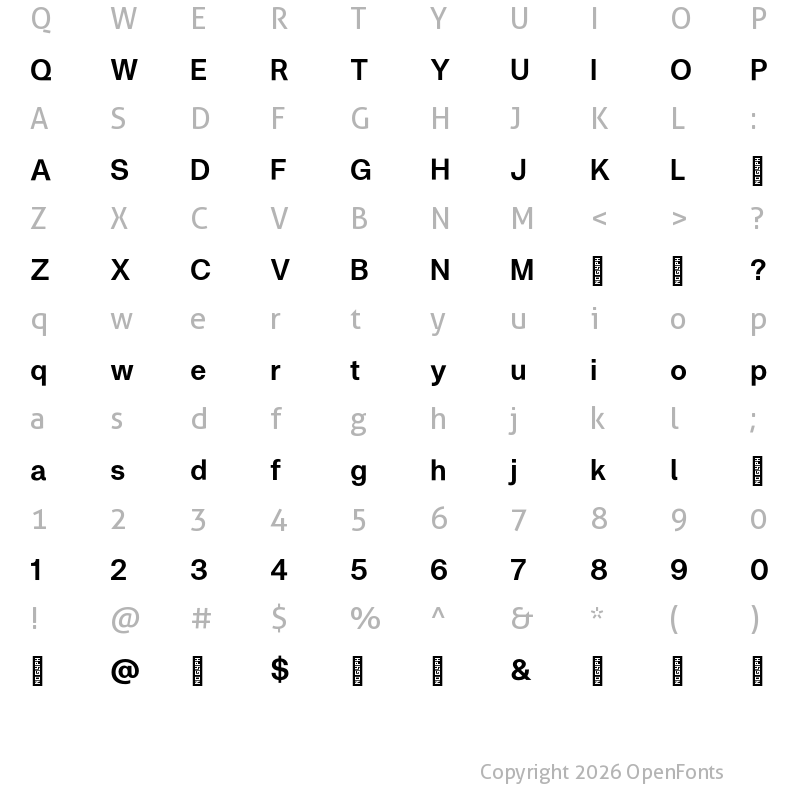 Character Map of Metrik Trial Bold