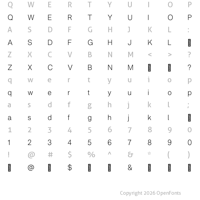 Character Map of Metrik Trial Light