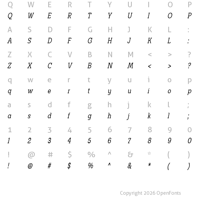 Character Map of Metrolite Condensed 2
