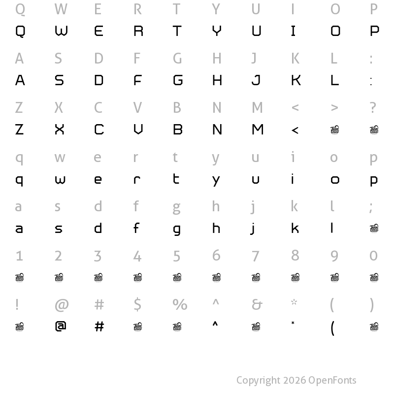 Character Map of Metuo Personal Use Bold