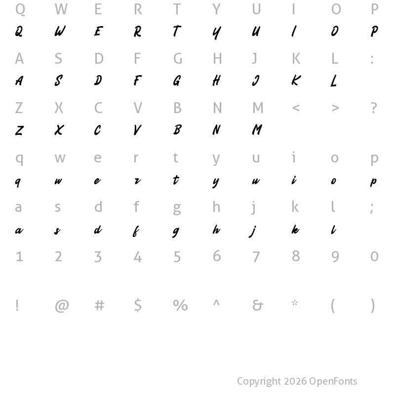 Character Map of Mhoko FREE Regular