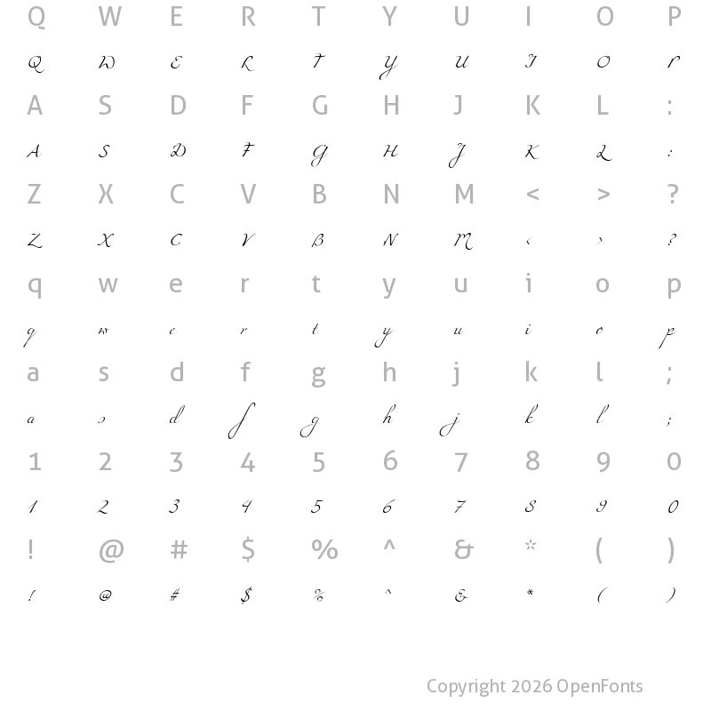 Character Map of Miama Regular