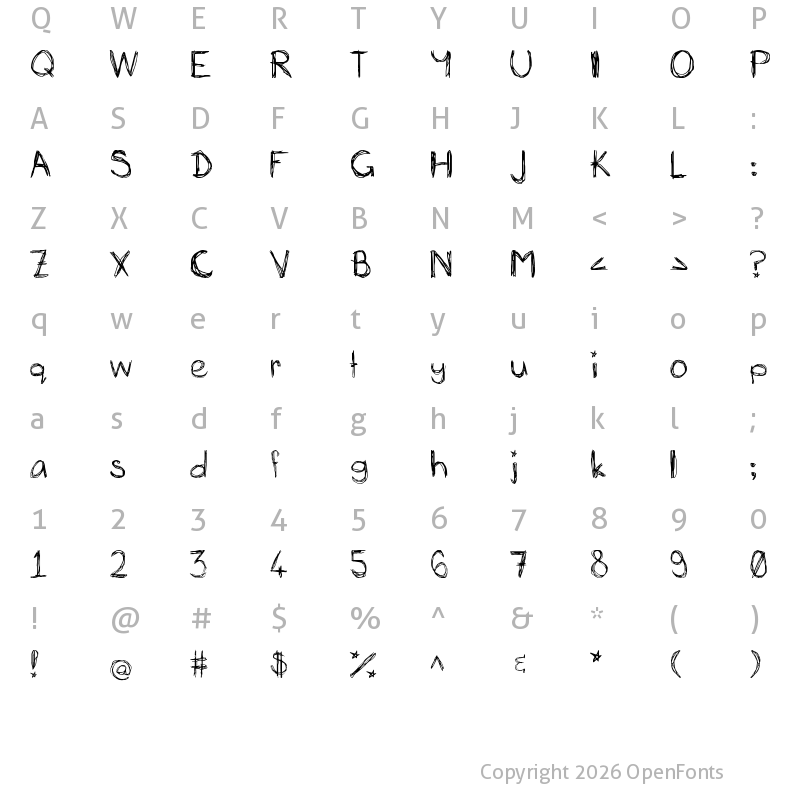 Character Map of Mia's Scribblings ~ Regular