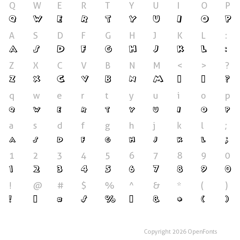 Character Map of Mickey Regular