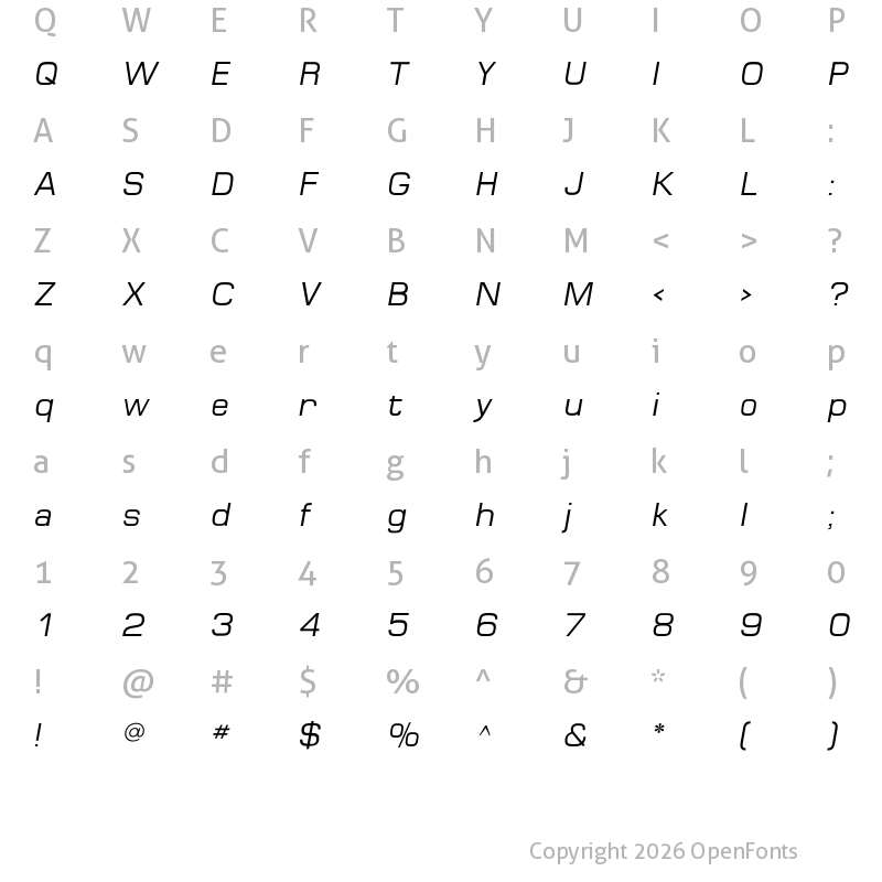 Character Map of MicroFLF Medium Italic