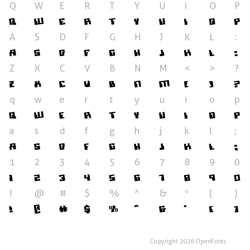 Character Map of Micronian Rotate Regular