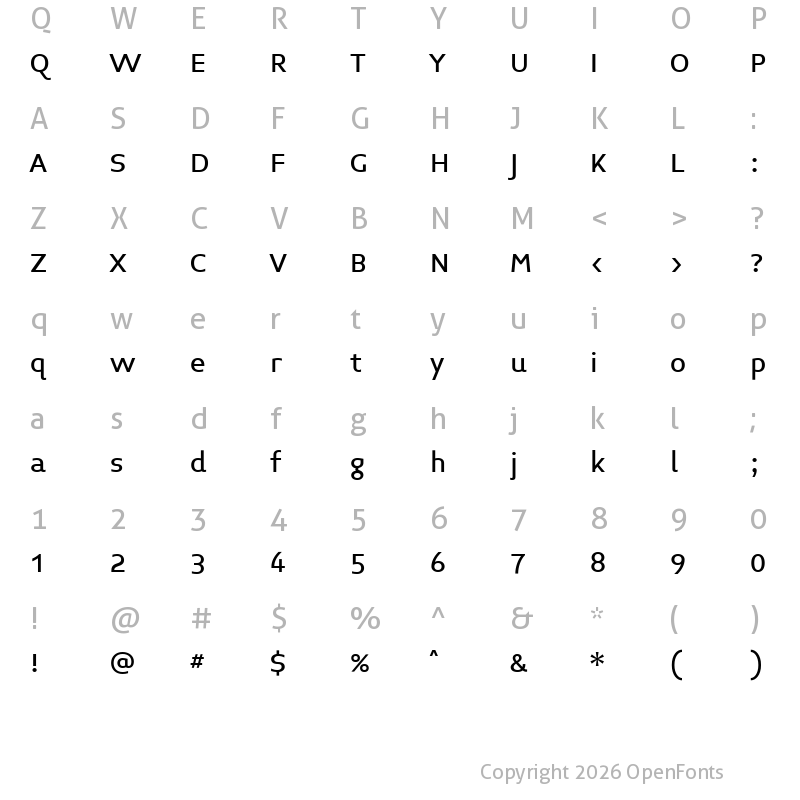 Character Map of Midiet Sans Medium