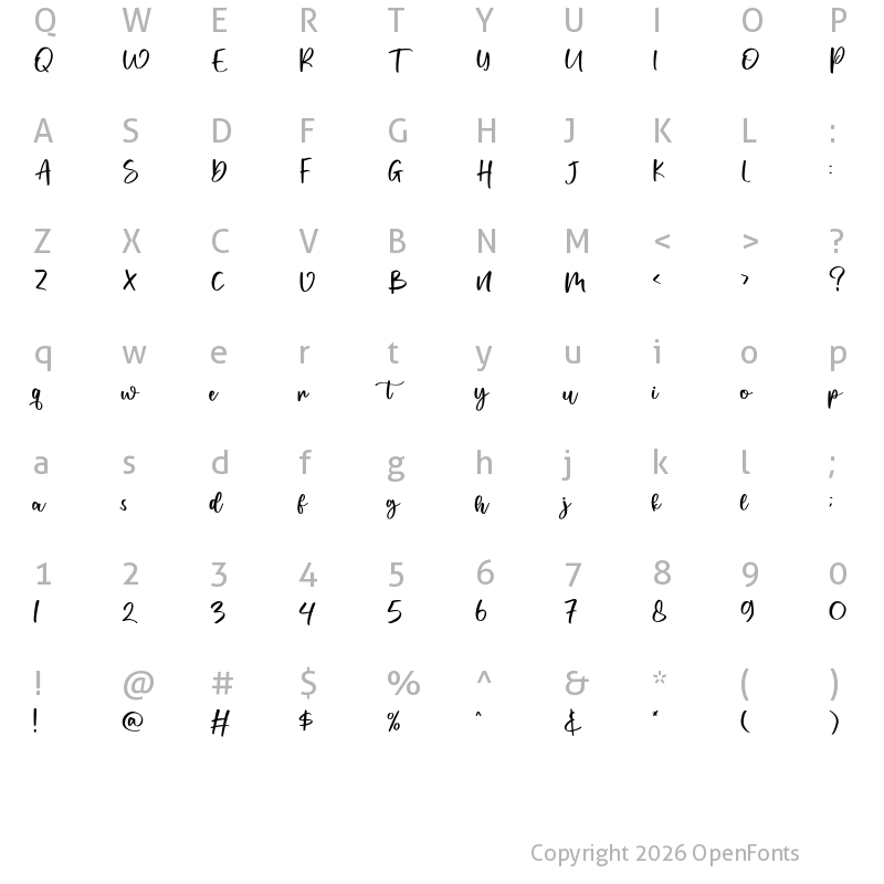 Character Map of Midlake Regular