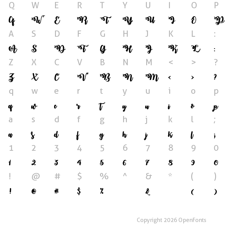 Character Map of Midnight in October Regular