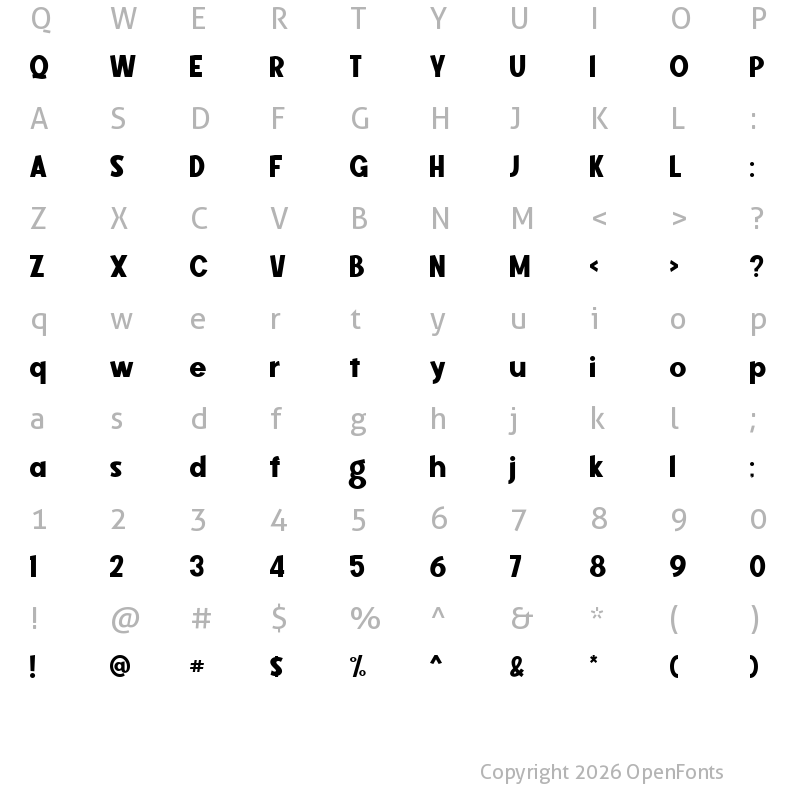 Character Map of Midnight Workers Regular