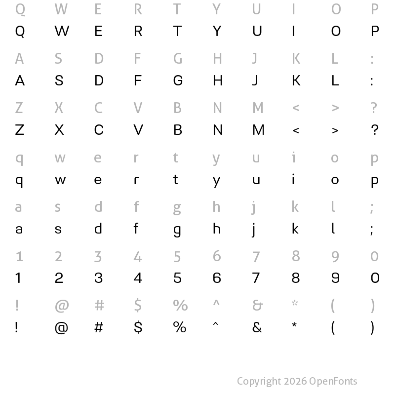 Character Map of Midpoint Pro Regular
