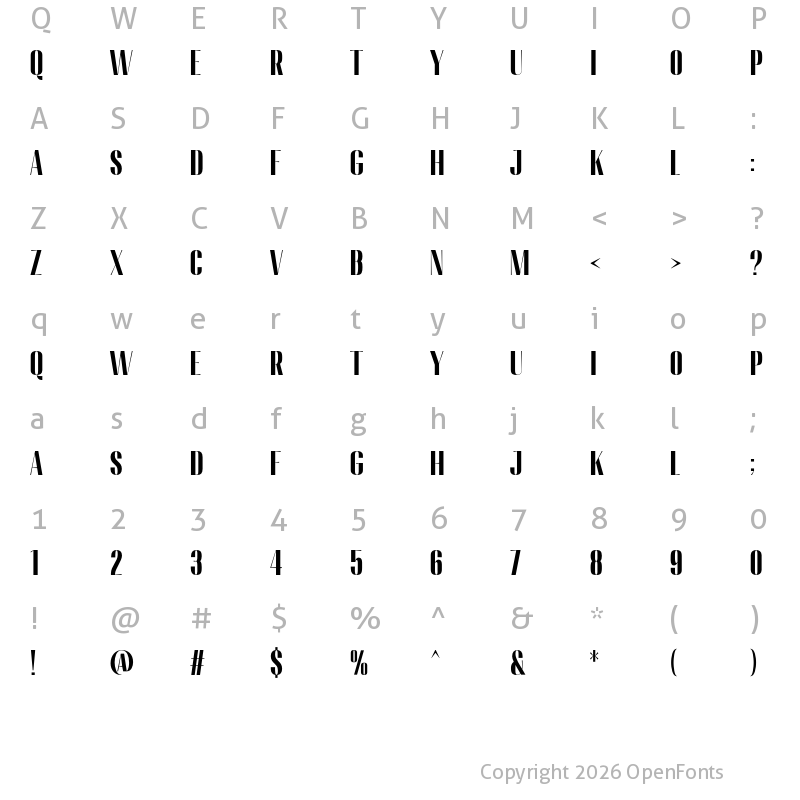 Character Map of Migha Black Condensed