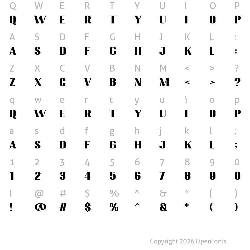 Character Map of Migha Black Expanded CNTR