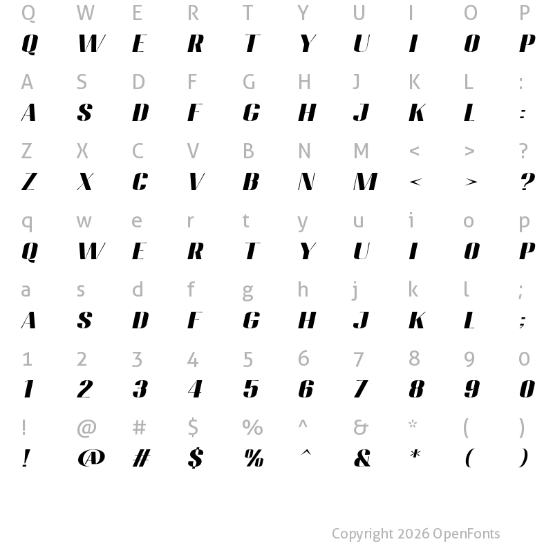Character Map of Migha Black Expanded Slant